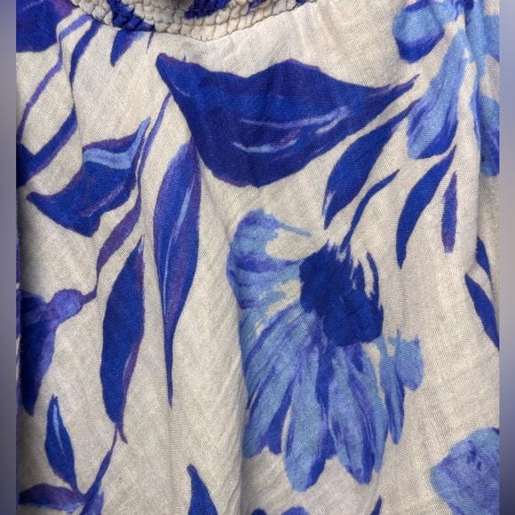 Anthropologie Floral One-Shoulder Tiered Dress Blue Plus Size 2X - Picture 6 of 11